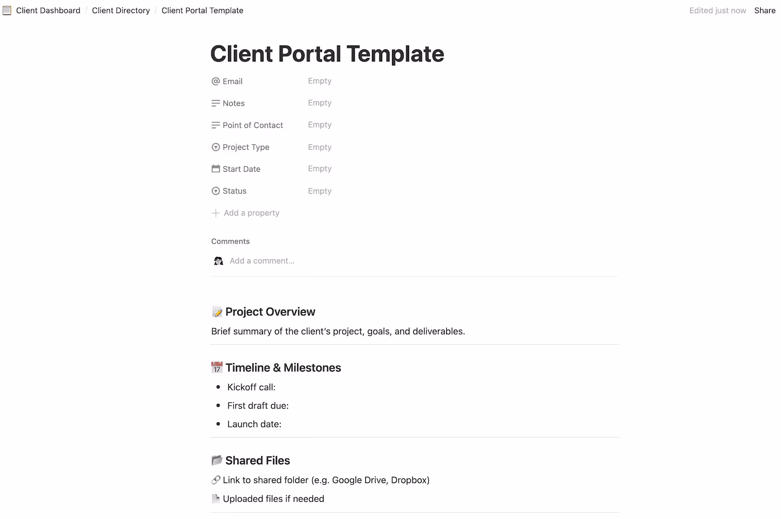Add layout content and name your client portal template