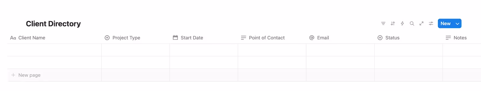 Name your database and add properties