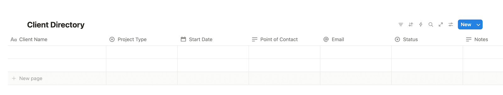 Name your database and add properties