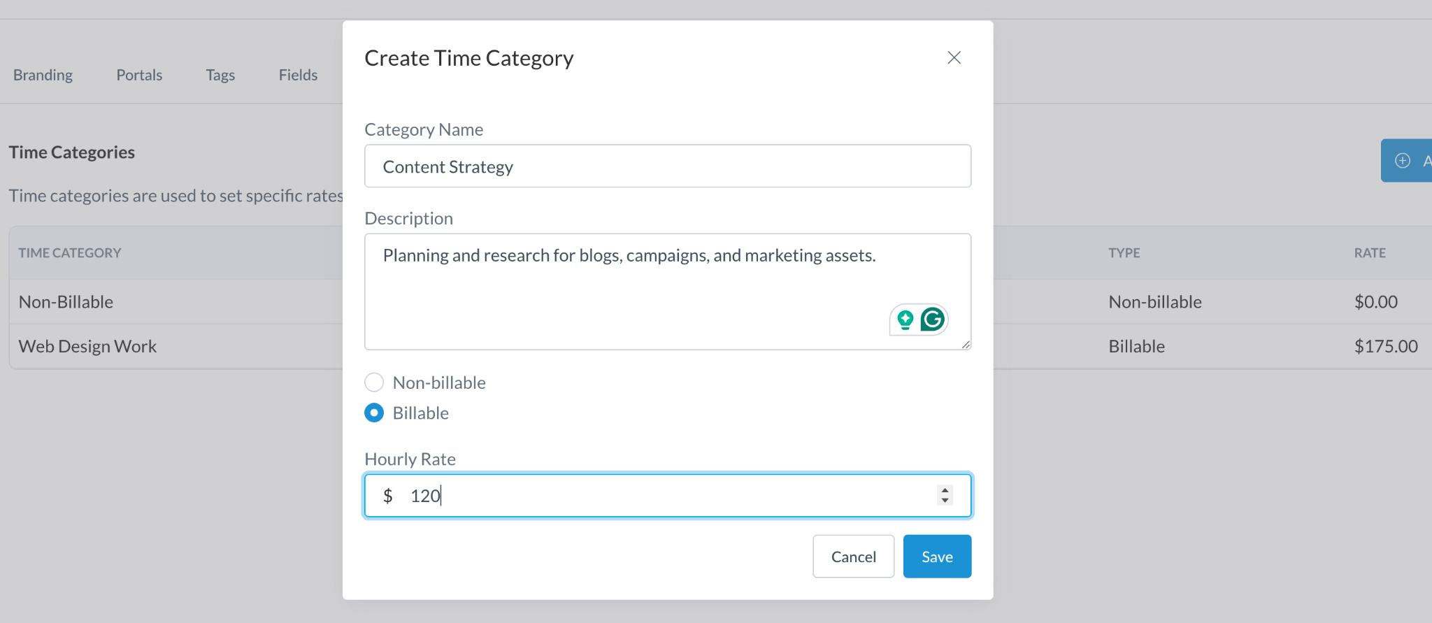 Create a time category in Motion.io