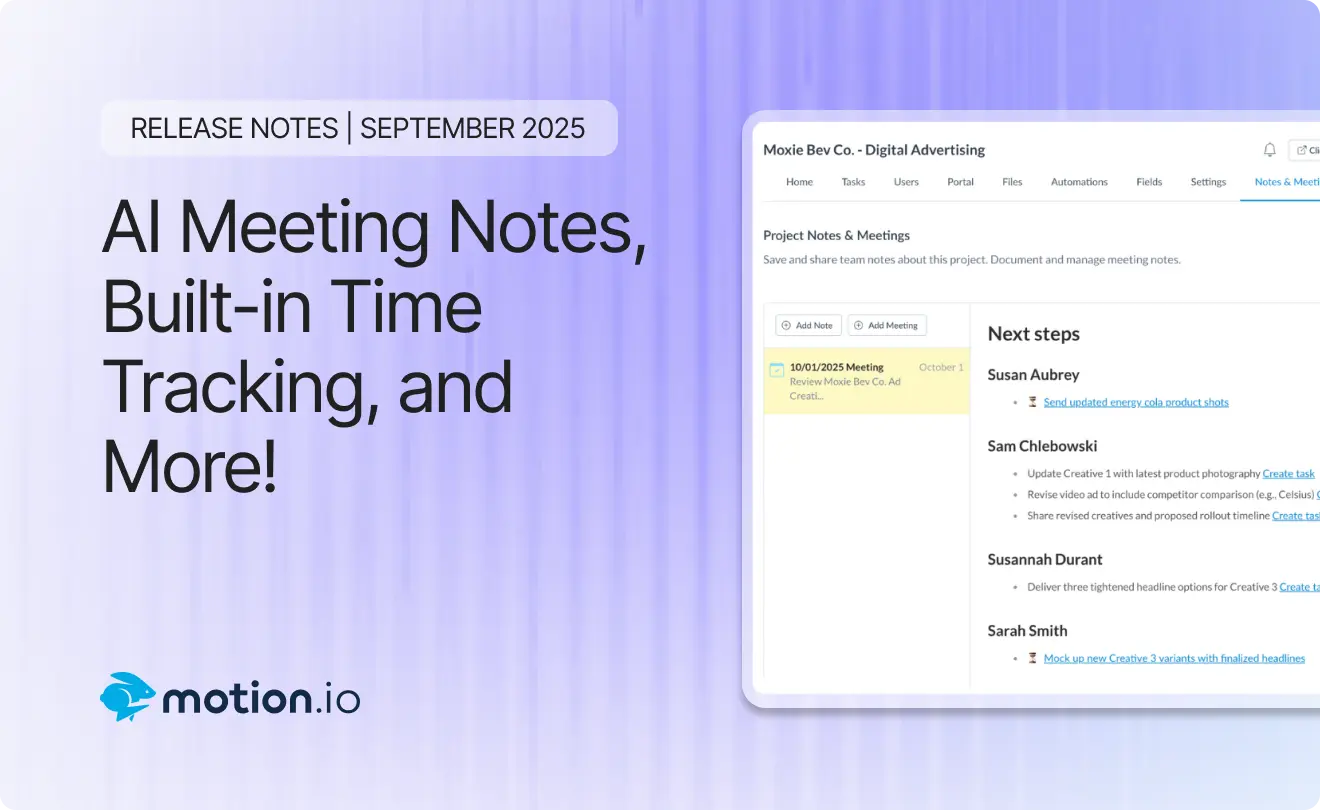 AI Meeting Notes, Built-in Time Tracking, and More! September 2025 Release Notes