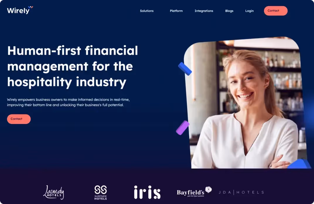 LaunchBay Customer Case Study for Wirely Marketing. Image shows a screenshot of Wirely's website homepage.