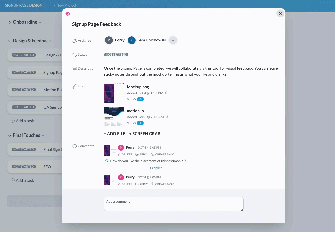 LaunchBay's visibility icon if a client can see a task