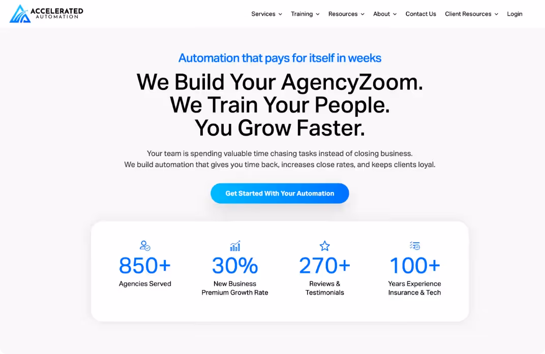 Image of Accelerated Automation's Website Homepage