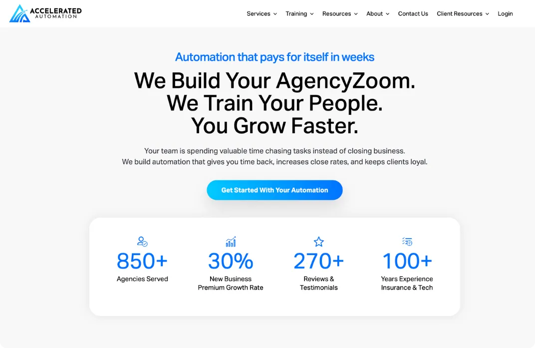 Image of Accelerated Automation's Website Homepage