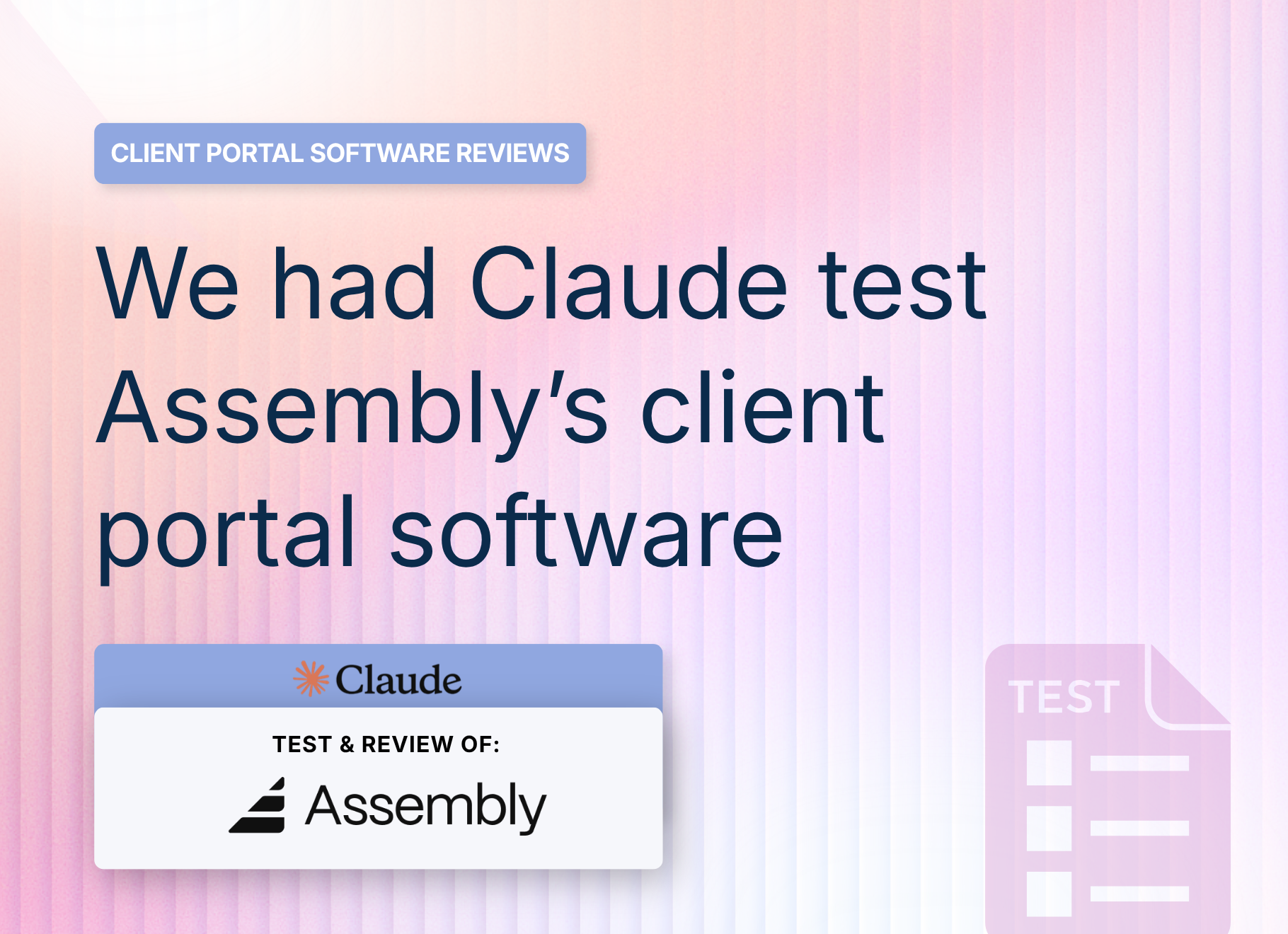 Assembly Client Portal Review: We Had Claude Build a Real Agency Onboarding in It