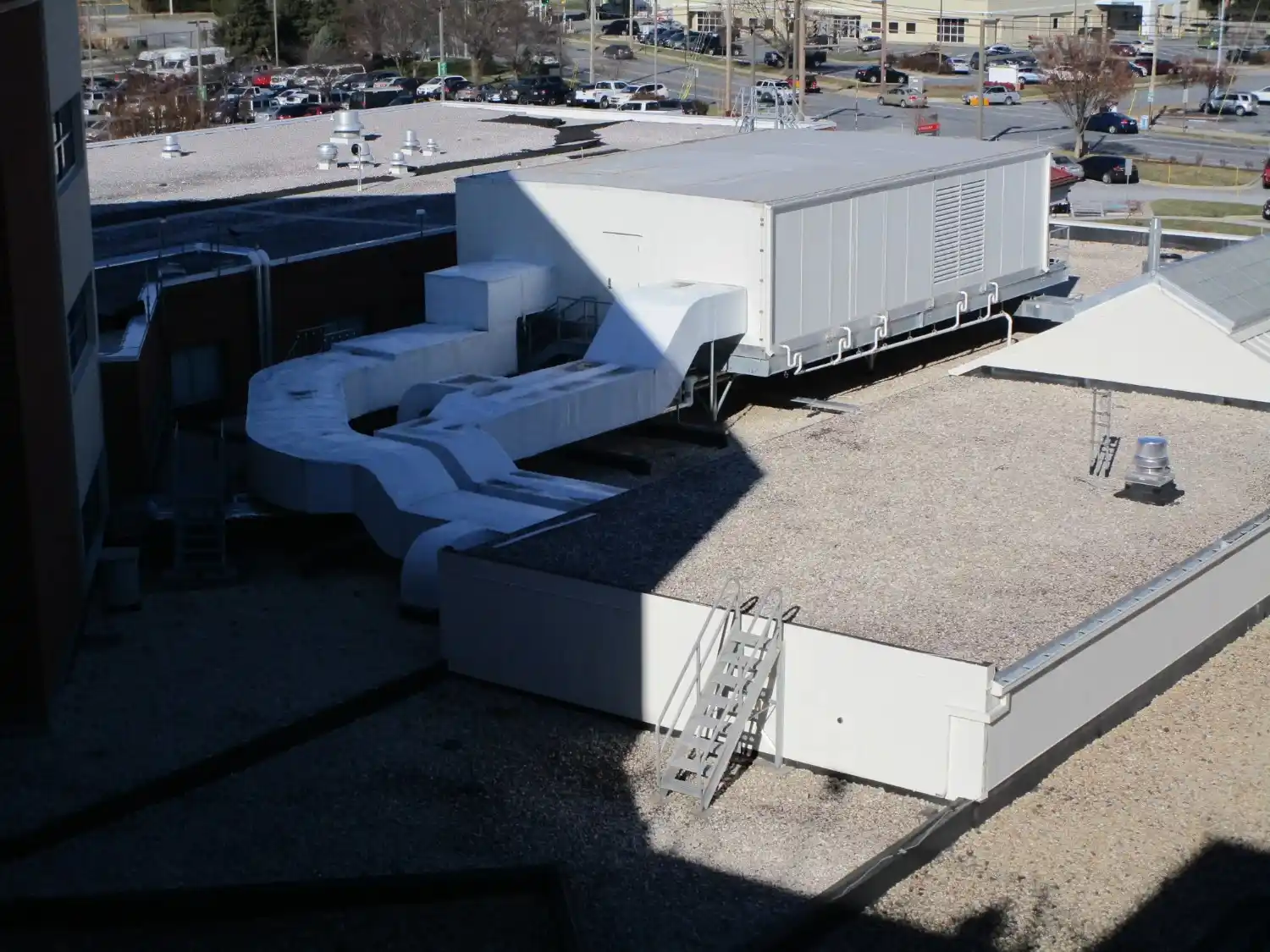 A large white water slide.