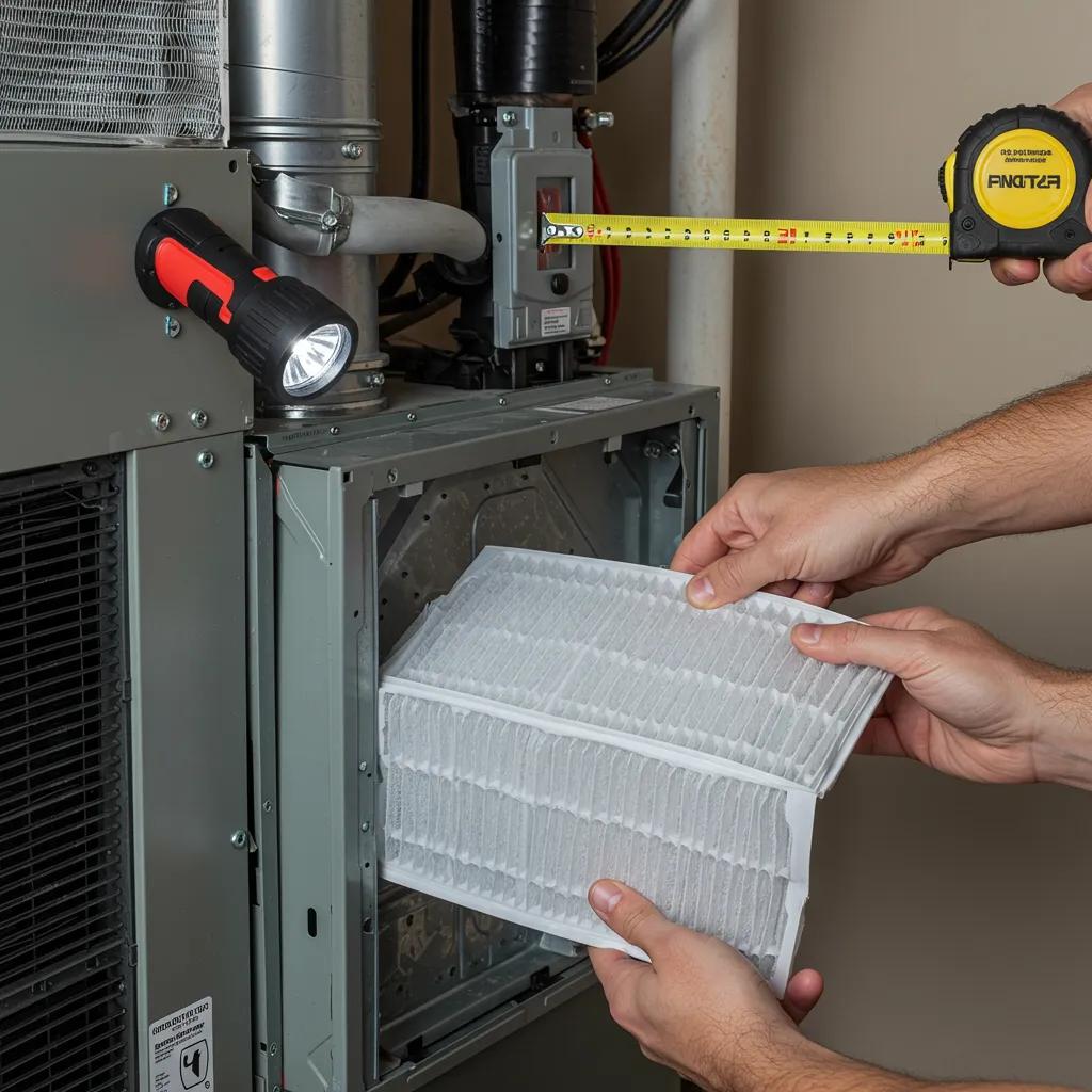 A homeowner carefully following a step-by-step guide to replace their HVAC filter safely and effectively