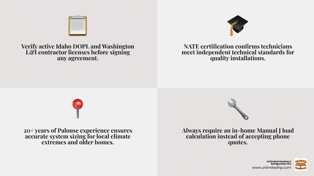Checklist infographic: 8 key factors for hiring a Palouse HVAC company with 20 years of local experience infographic Checklist infographic: 8 key factors for hiring a Palouse HVAC company with 20 years of local experience infographic