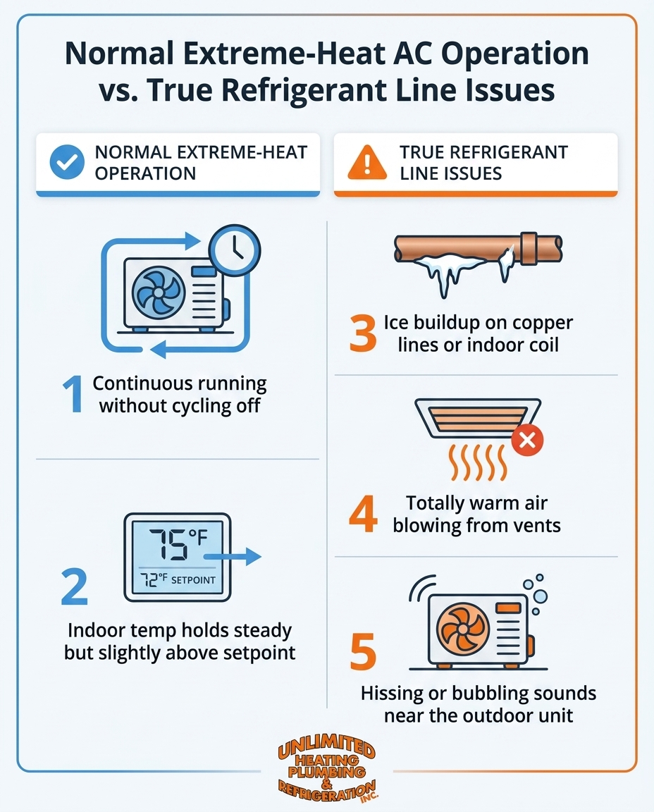 Normal Extreme-Heat AC Operation vs. True Refrigerant Line Issues