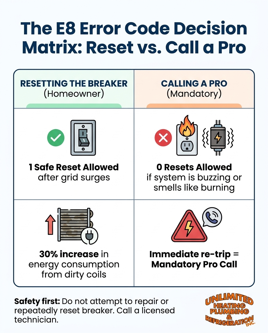 The E8 Error Code Decision Matrix: Reset vs. Call a Pro