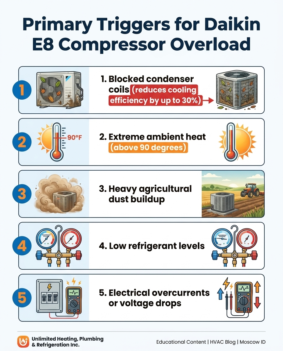 Primary Triggers for Daikin E8 Compressor Overload