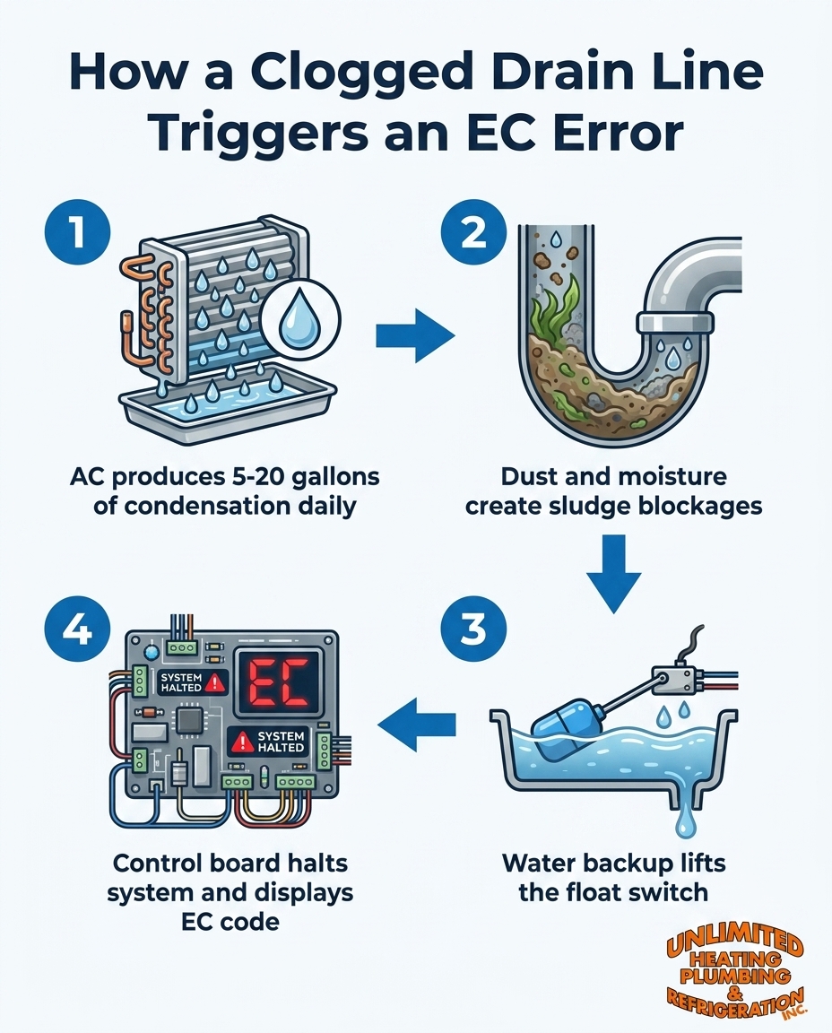 How a Clogged Drain Line Triggers an EC Error