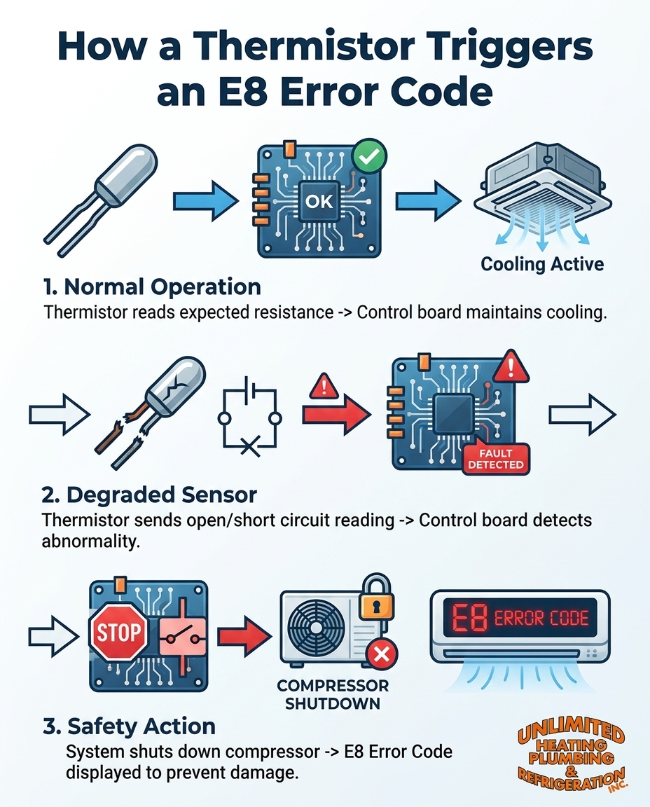 How a Thermistor Triggers an E8 Error Code