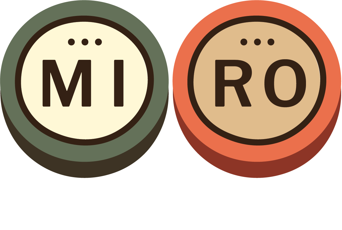 MIRO Graphic logo med retro skrivemaskin-knapper