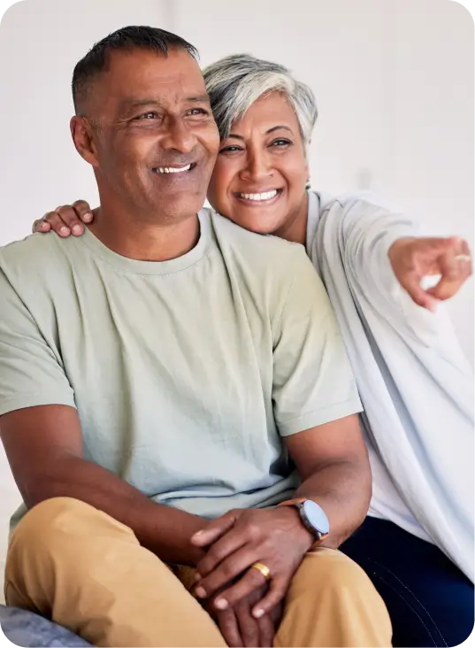 Happy senior couple at home
