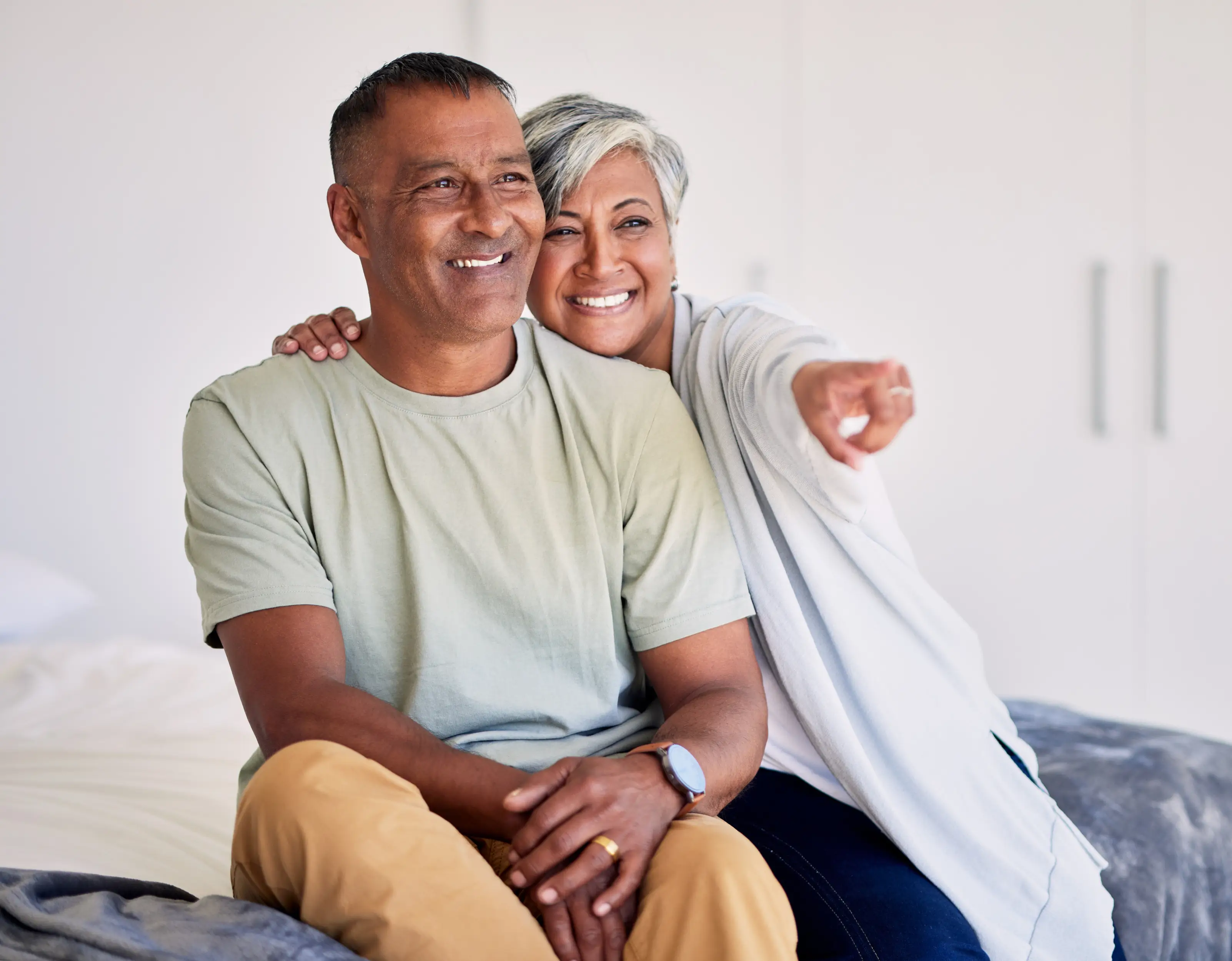 Happy senior couple at home