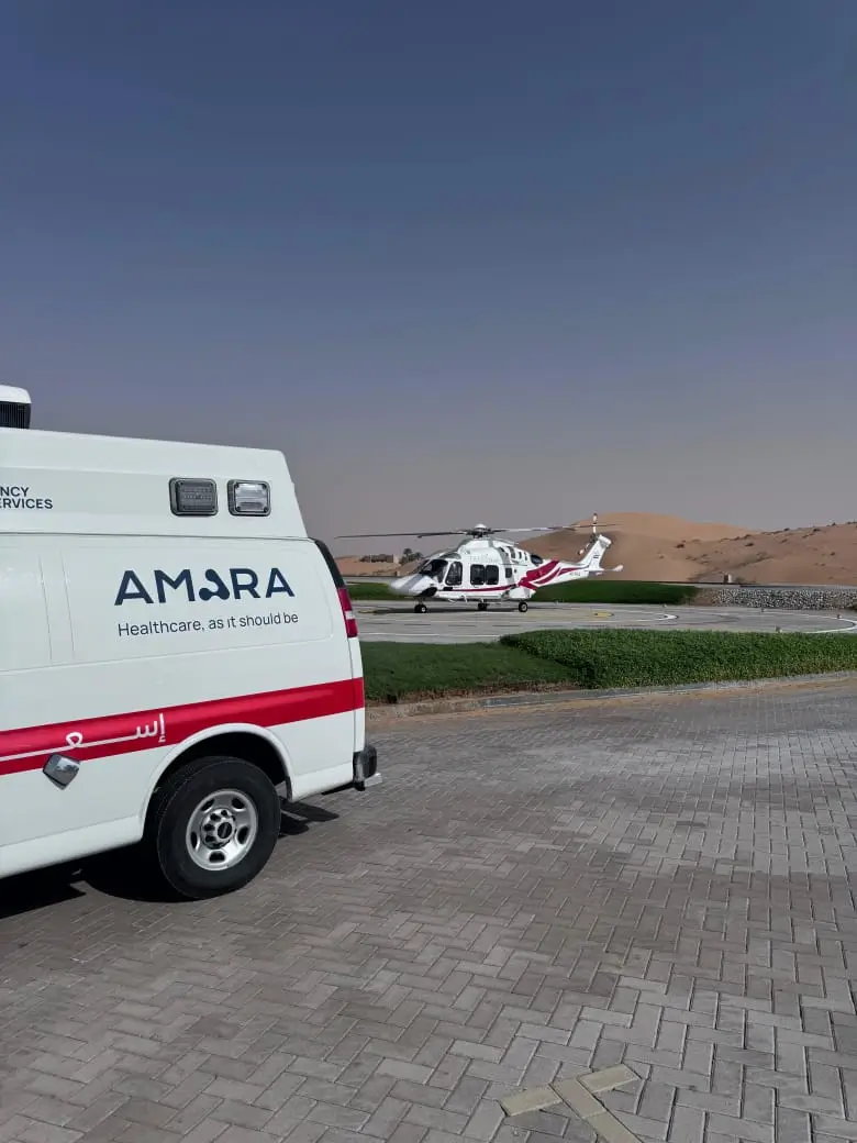 Amara air ambulance vehicle and medical helicopter providing emergency healthcare services
