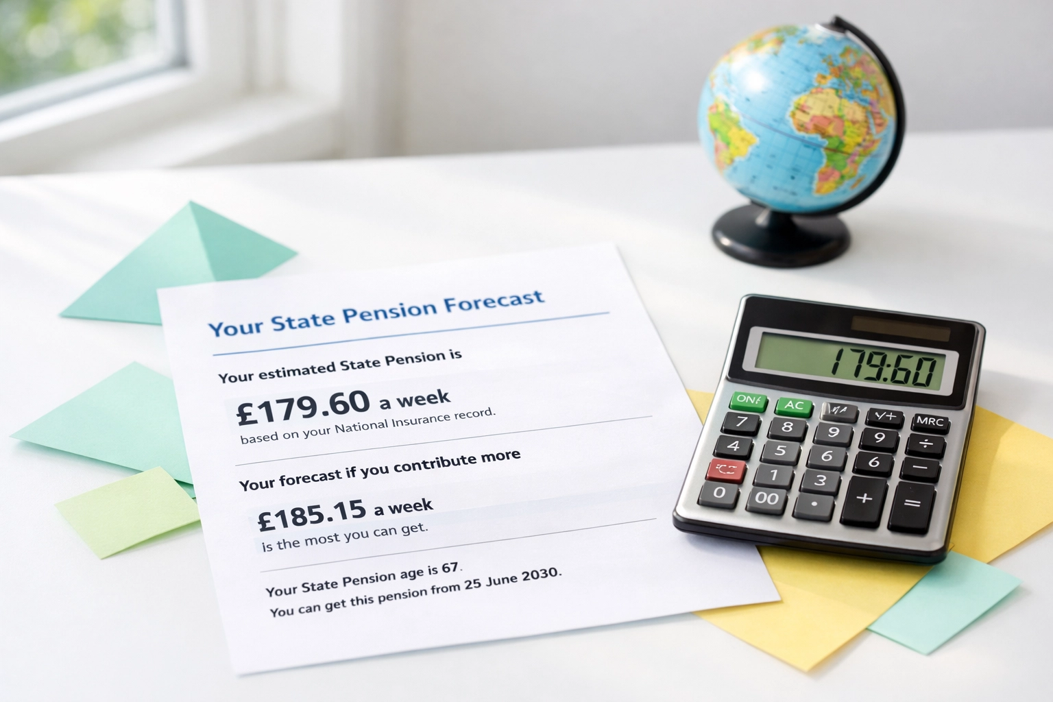 UK state pension forecast and calculator illustrating voluntary National Insurance planning for expats