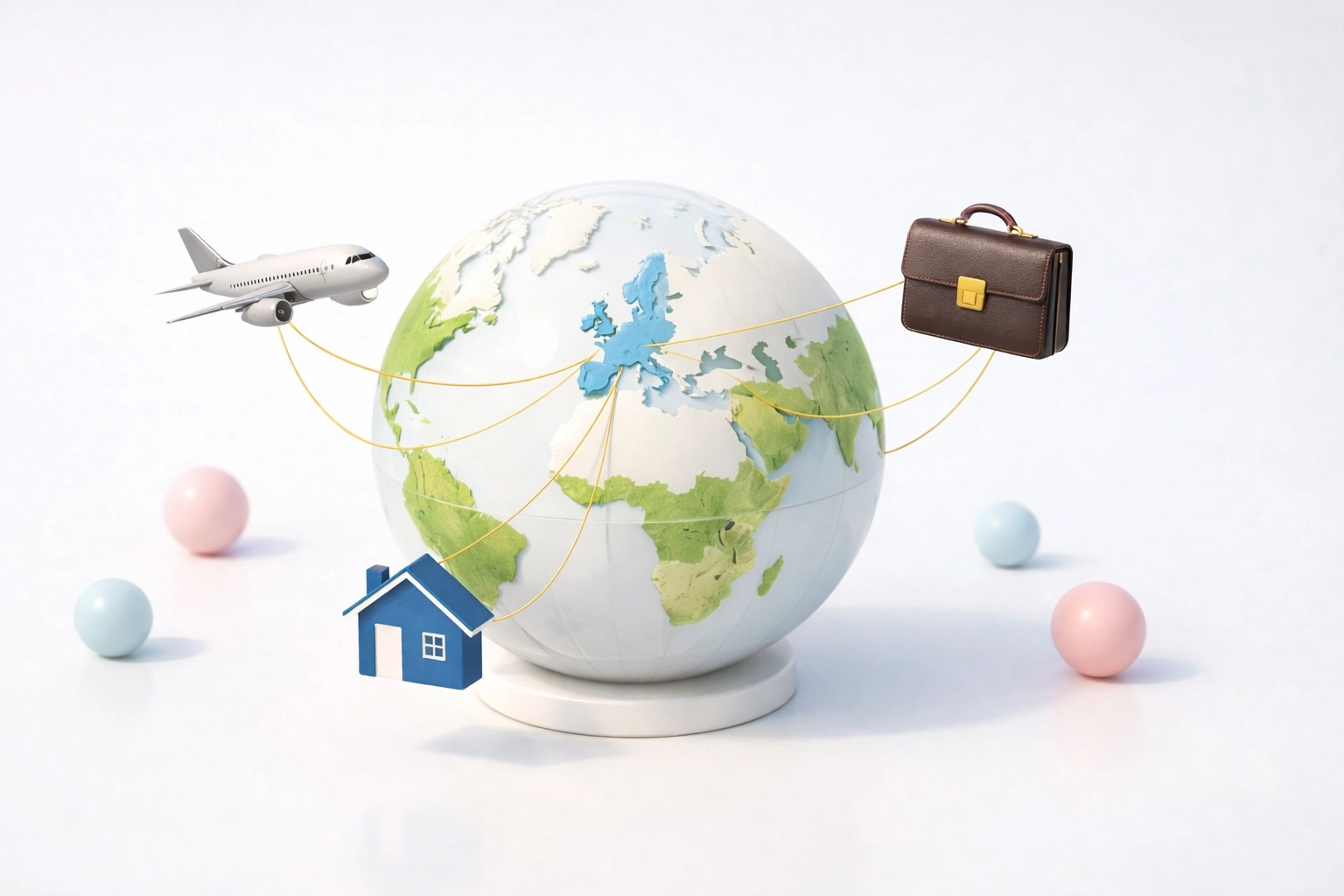 UK globe with international connections illustrating residence ties