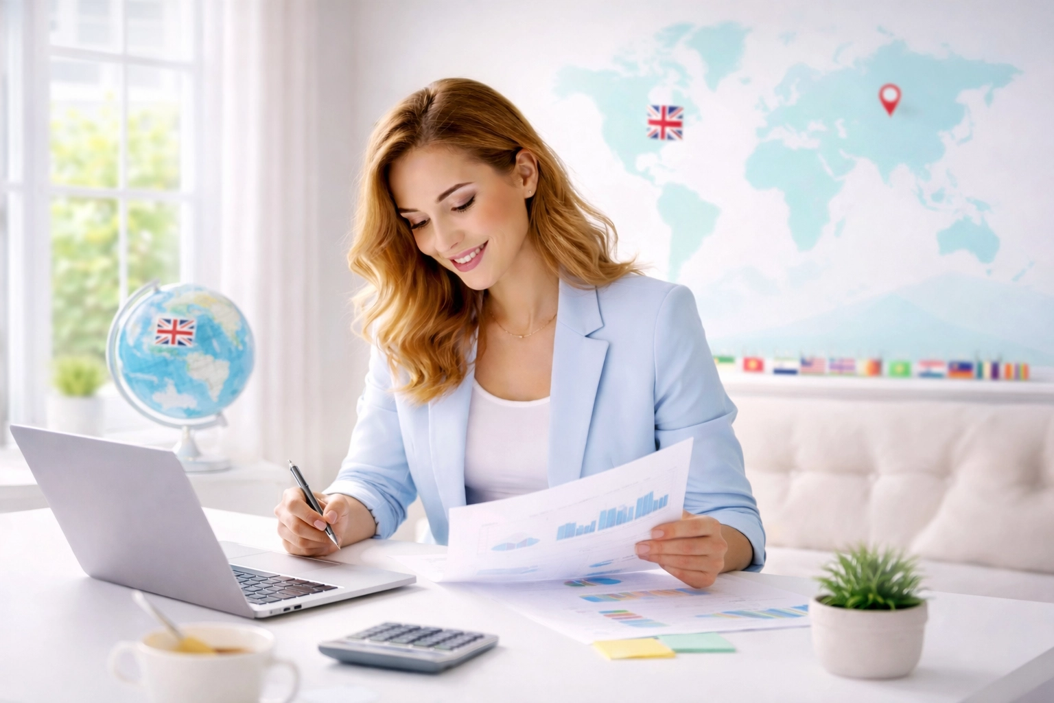 Young professional reviews international financial documents, illustrating FIG regime UK tax planning for expats