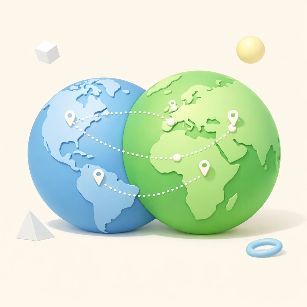 Two connected globes illustrating dual tax residence across multiple countries