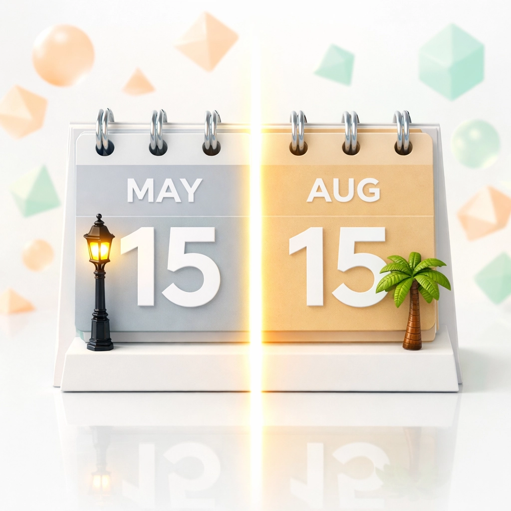 A calendar illustrating split-year treatment and the statutory residence test for UK expats.