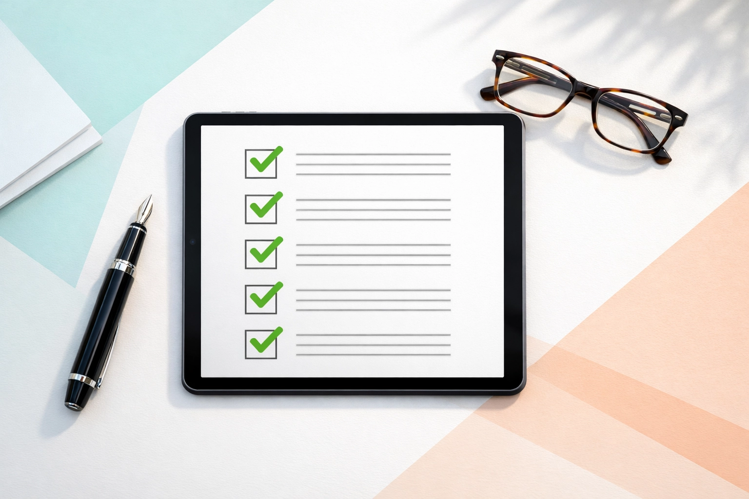 A workspace with a compliance checklist for non-residents filing UK tax returns and reporting to HMRC.