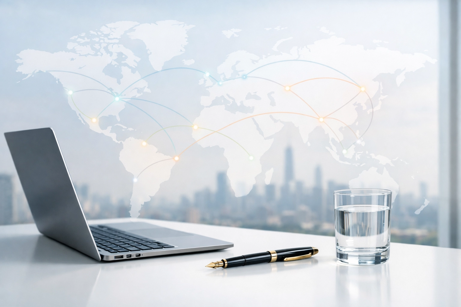 Global workspace scene representing double tax mitigation and international tax planning for UK property disposals.