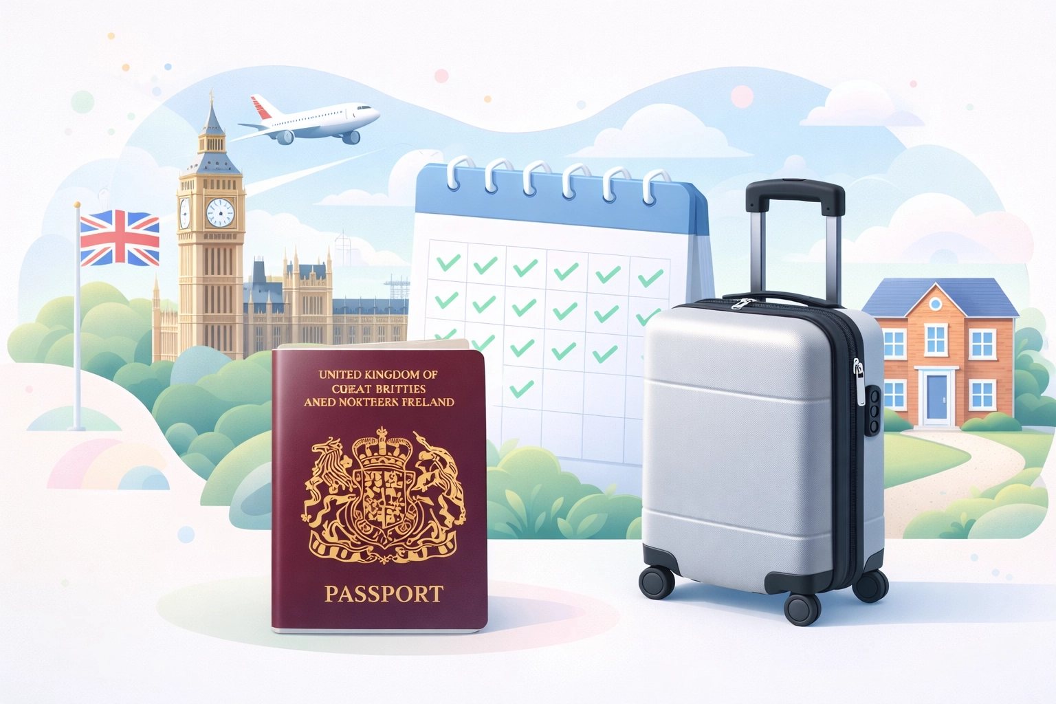 UK passport and suitcase representing tax residence status changes
