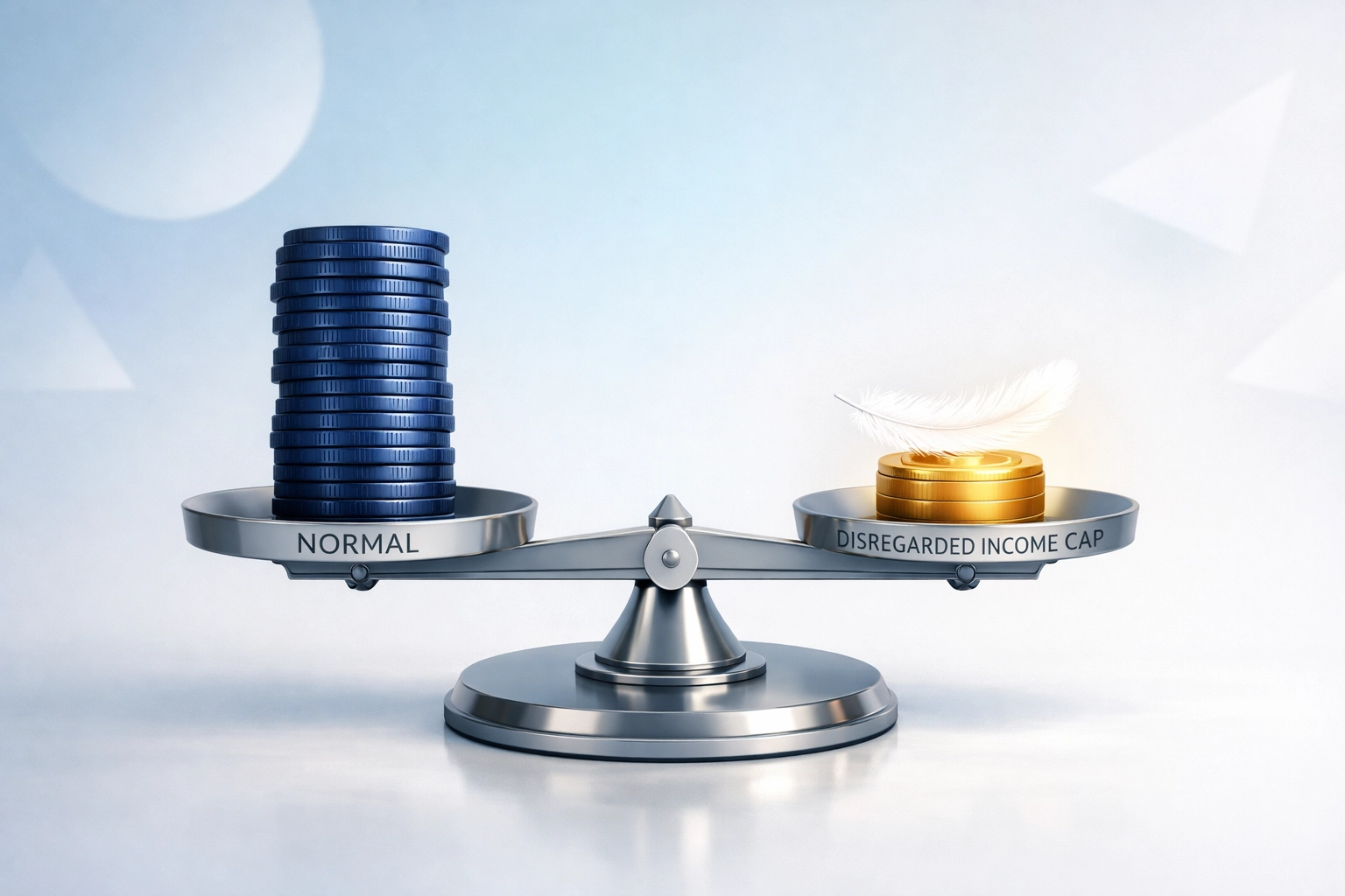 Balance scale comparing standard UK income tax against the disregarded income cap for non-residents.