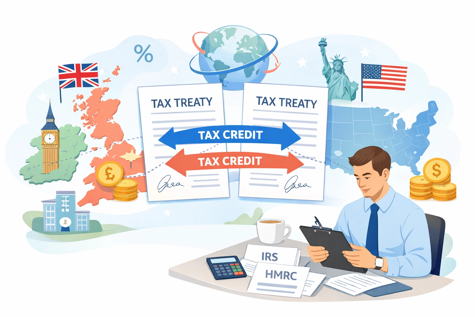 Illustration of the UK-US double tax treaty, foreign tax credits, and cross-border tax relief