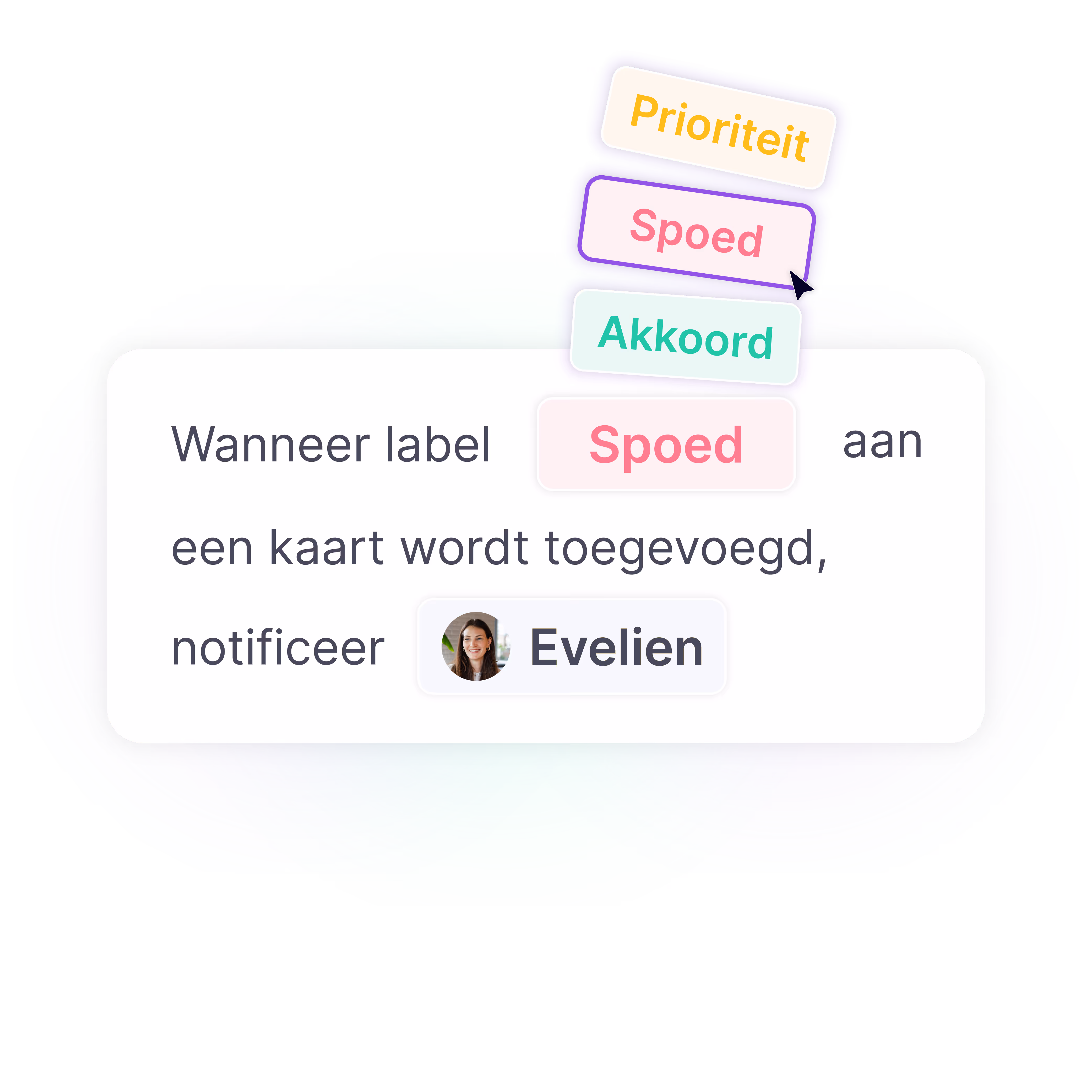 Automation in vPlan that notifies a team member when a label such as ‘Urgent’ is added to a task card.