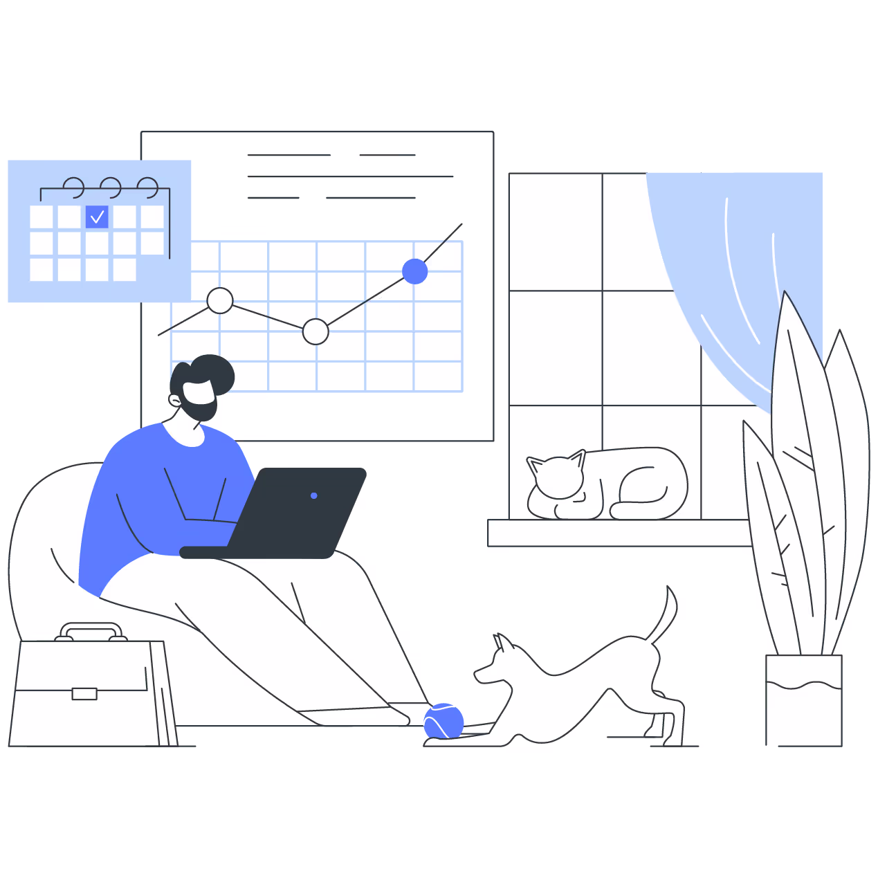 Illustration of a person working from home