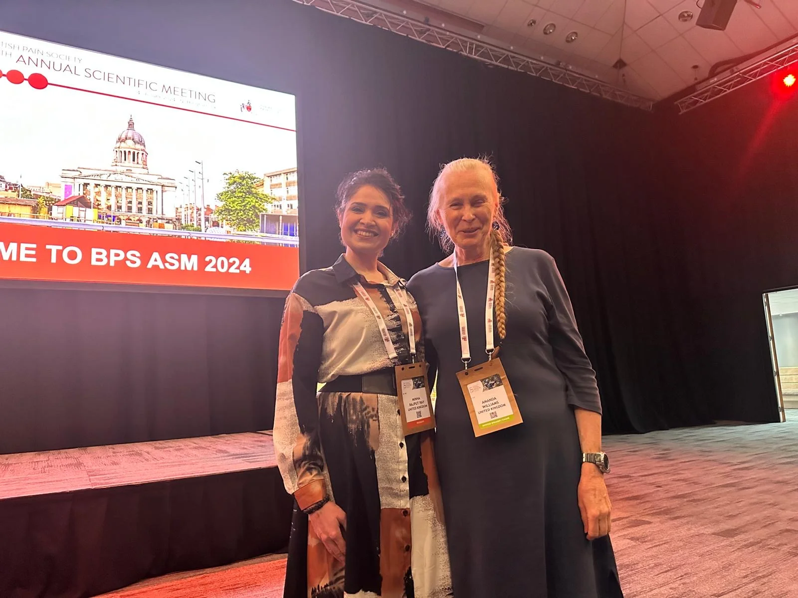 Dr Minha Rajput-Ray reunited with Professor Amanda Williams at the British Pain Society Annual Scientific Meeting, Nottingham, 2024