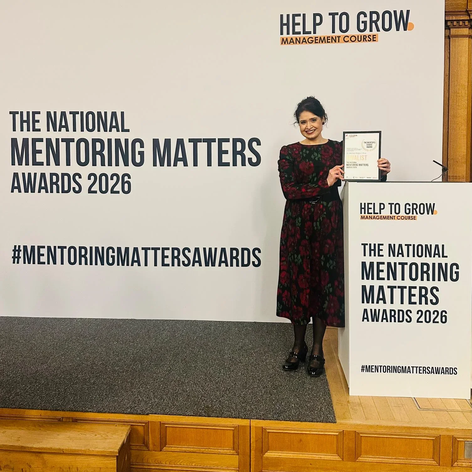 Dr Minha Rajput-Ray, finalist for the Mentor’s Choice Award at the National Mentoring Matters Awards, London, 2026