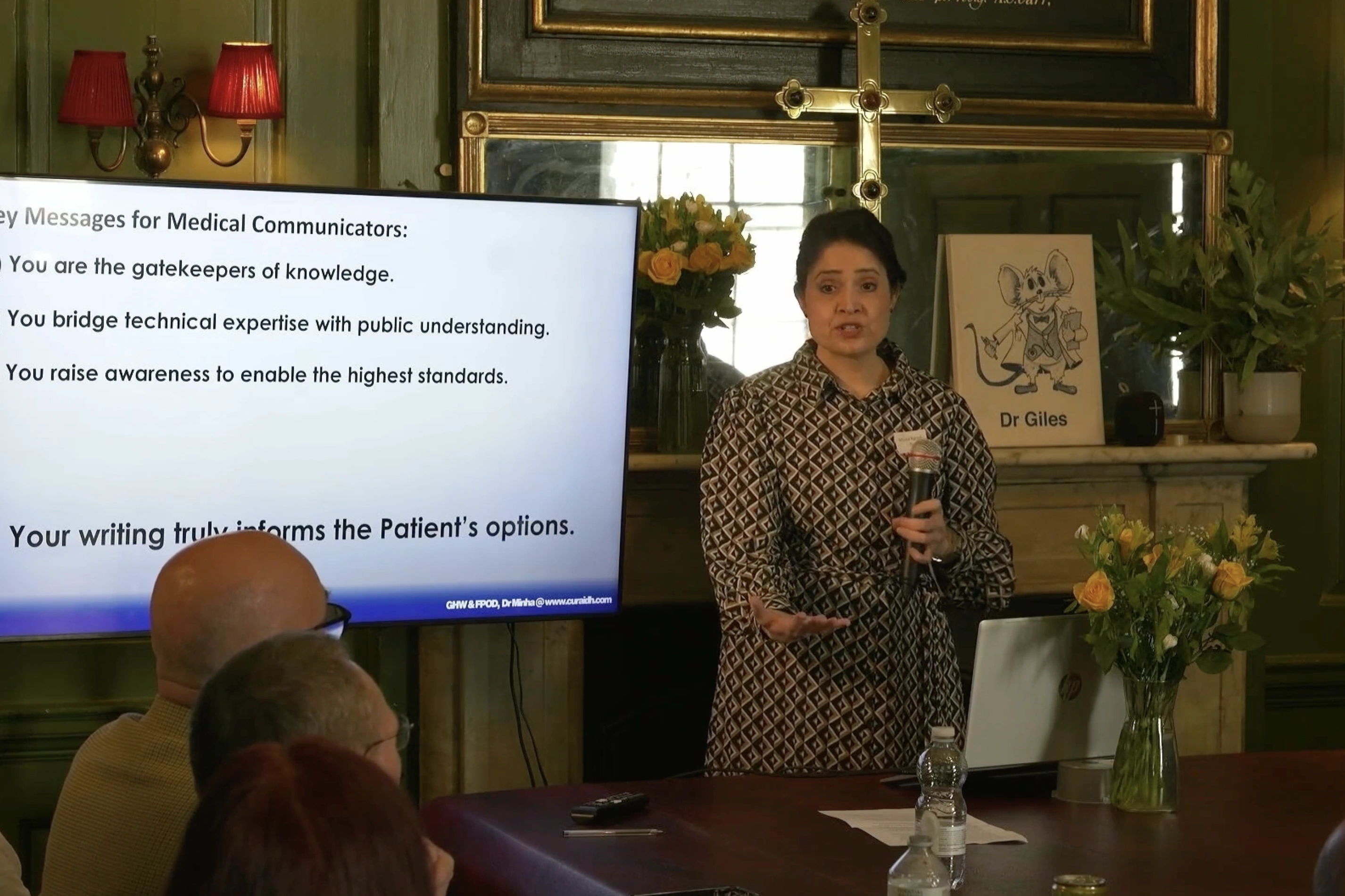 Dr Minha Rajput-Ray delivering 'The Patient Perspective' at the FPOD and Guild of Health Writers meeting, London, 2025