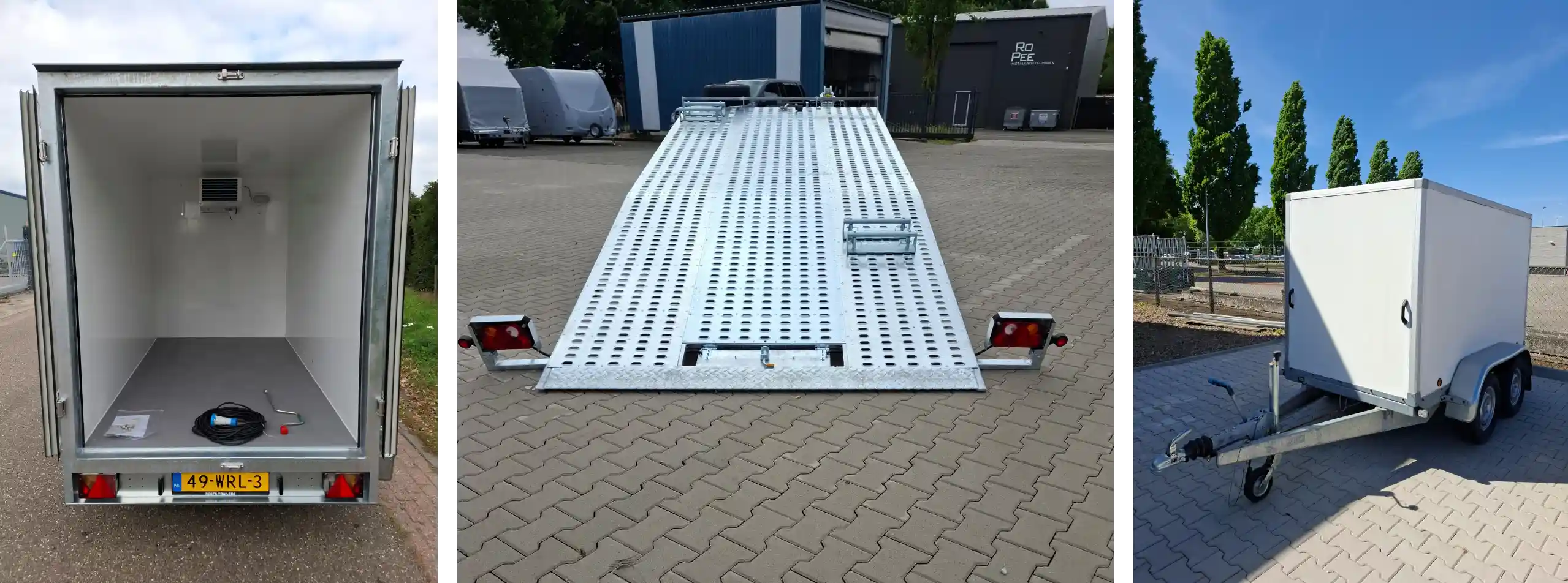 Verschillende soorten aanhanger te huur van Roefs Trailers