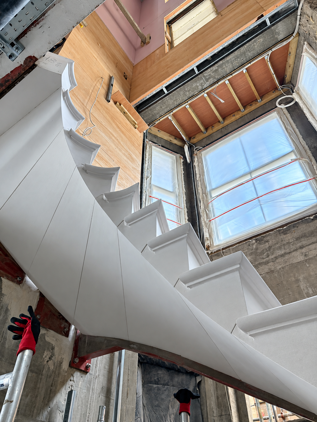 Bespoke stone staircase partway through installation
