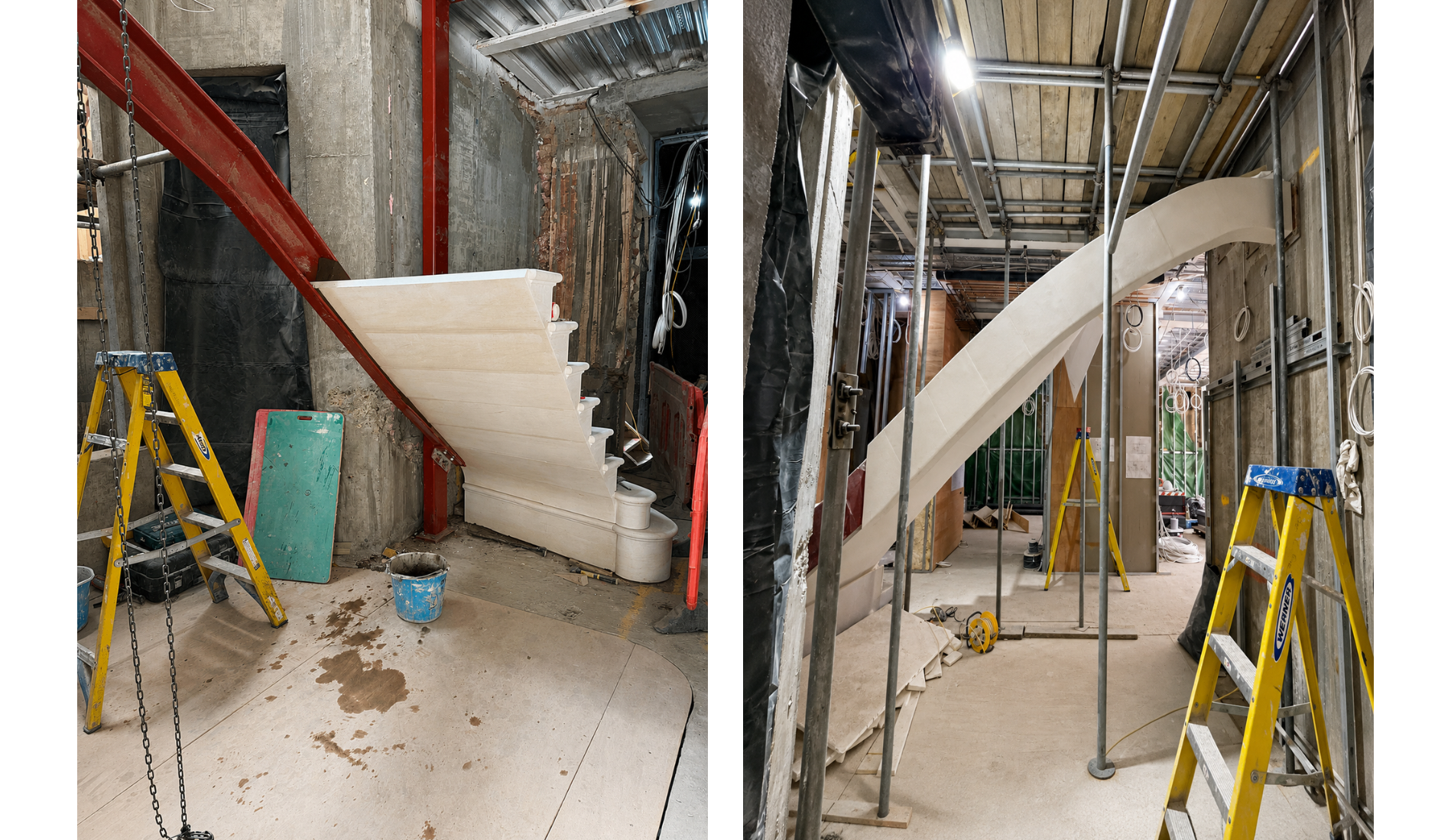 Bespoke stone staircase partway through installation