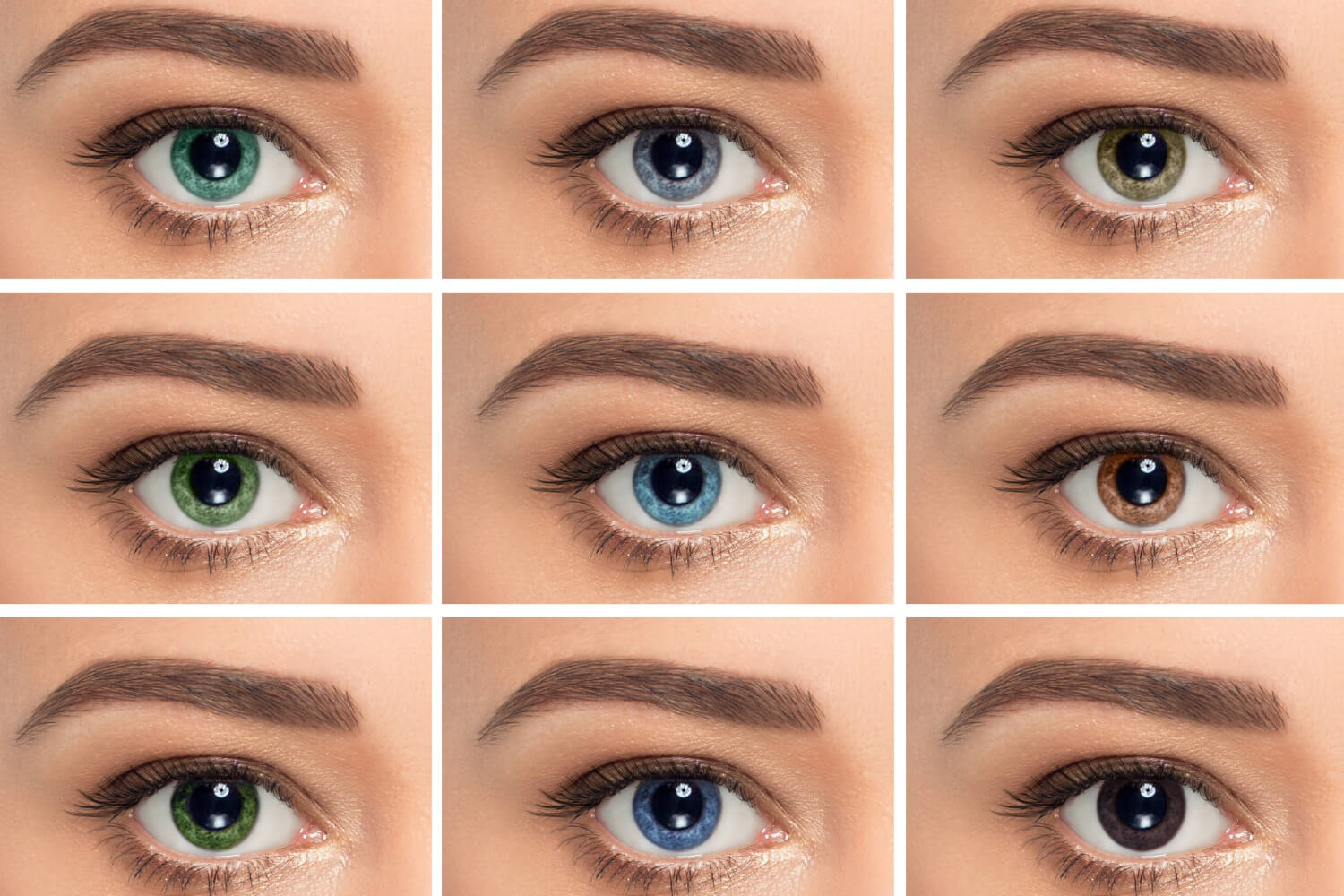 Collage of eyes with different iris colors