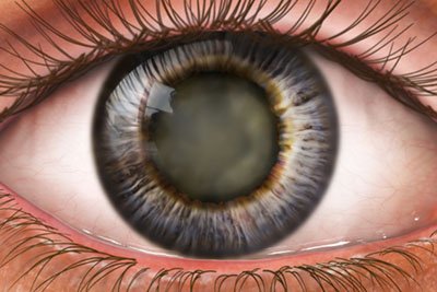Close-up of eye with cataract