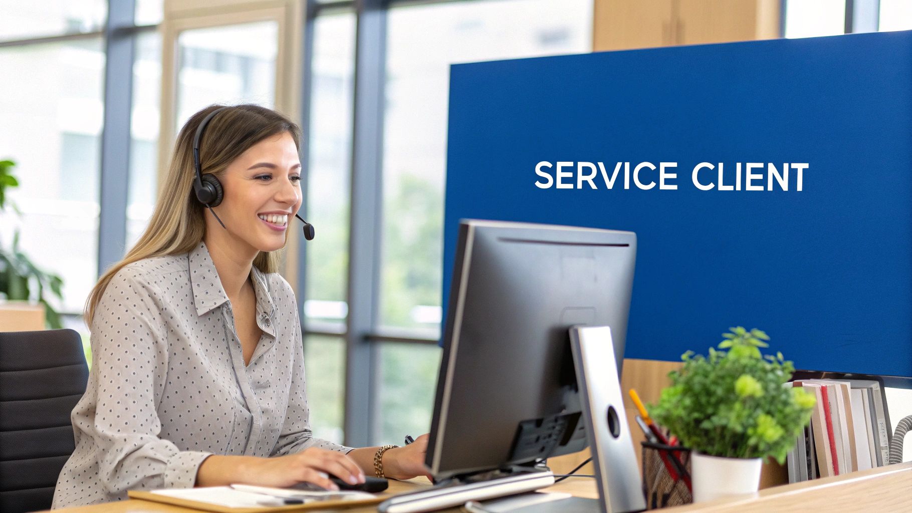 Une équipe du service client qui collabore efficacement dans un bureau moderne et lumineux