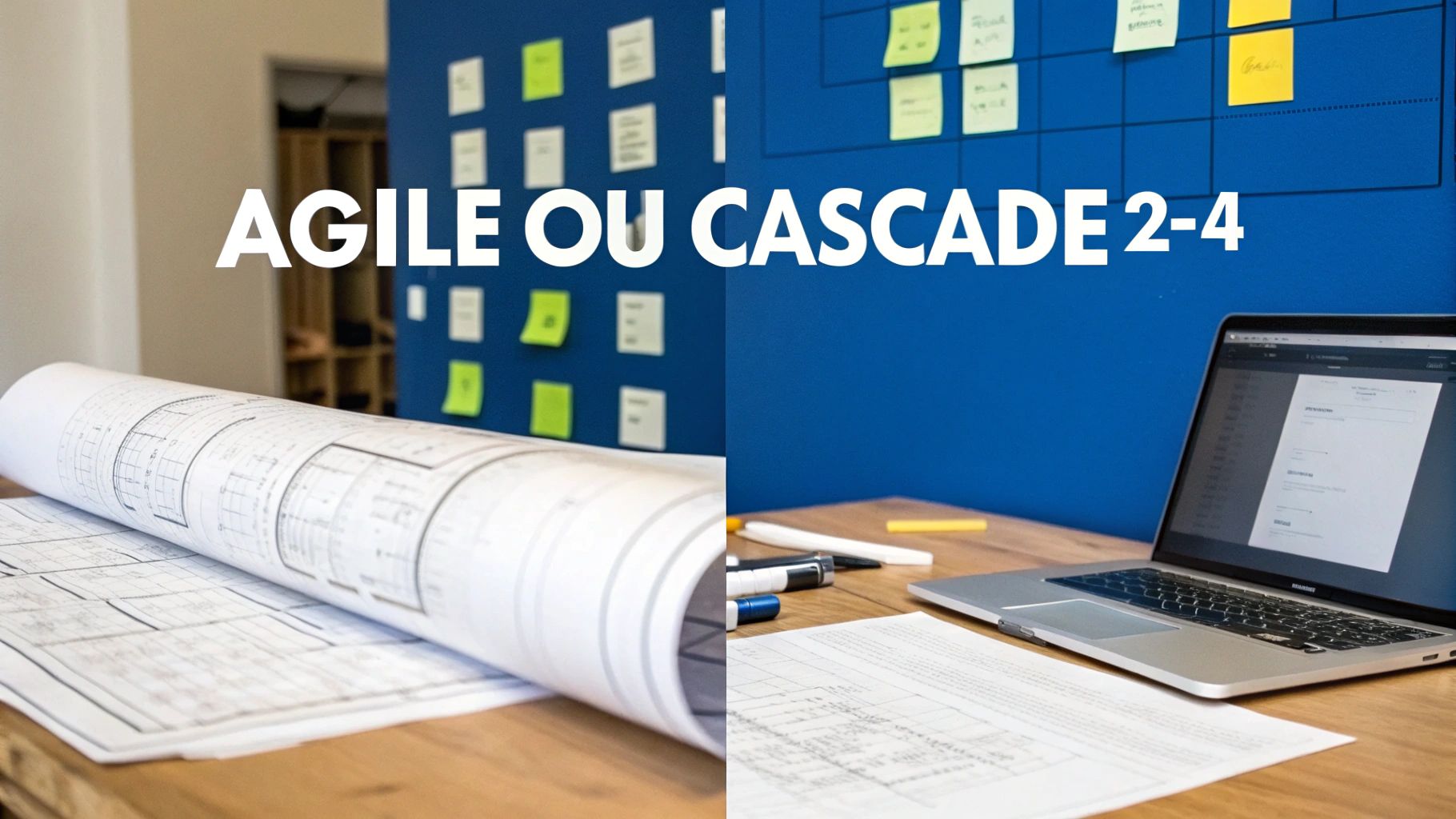 Tableau blanc avec des post-its colorés illustrant la planification d'un projet