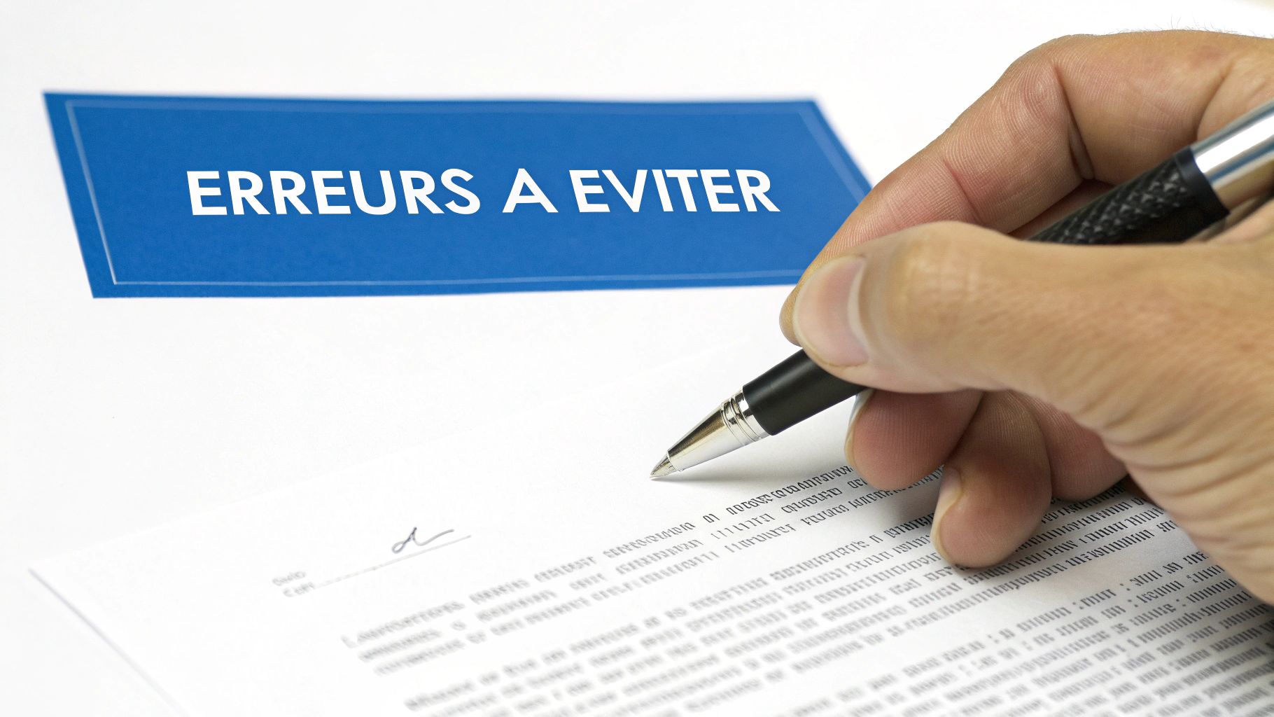 Une personne stressée regardant des documents avec une loupe, symbolisant la recherche d'erreurs