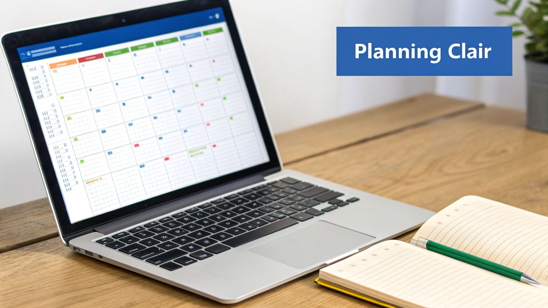 Vue d'un planning structuré dans une feuille de calcul Excel
