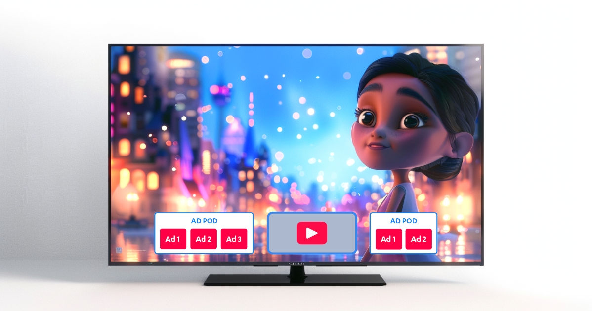 tv screen showcasing ad podding