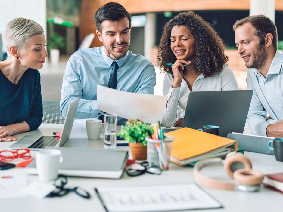 a team discussing addressable tv ads