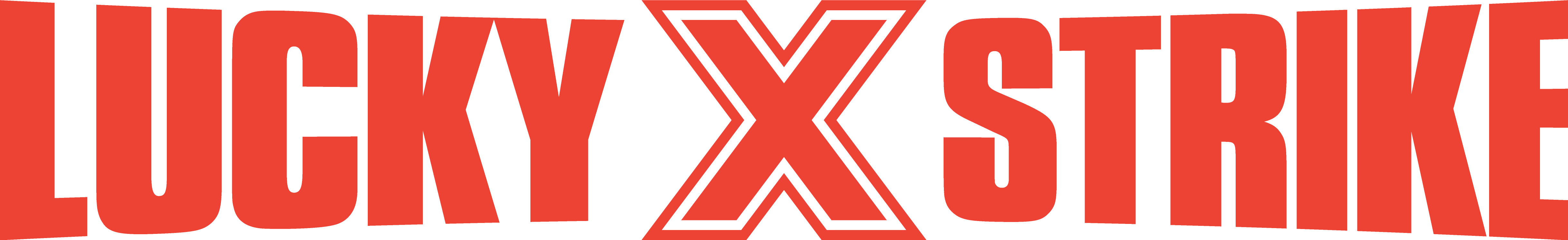 Bold red text reading 'LUCKY X STRIKE' on a black background.