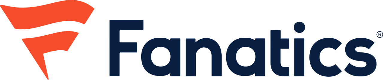 Fanatics company logo with stylized red F and dark blue text.